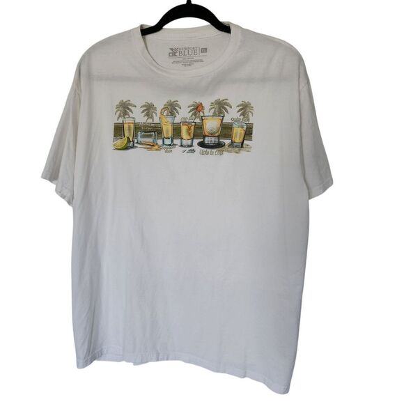 Newport Blue Mens White Graphic T-Shirt Short Sleeve Size XL - Picture 1 of 5
